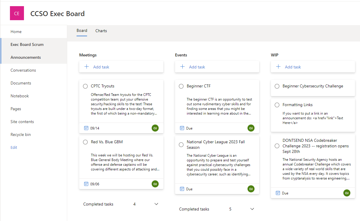 Announcements Planner